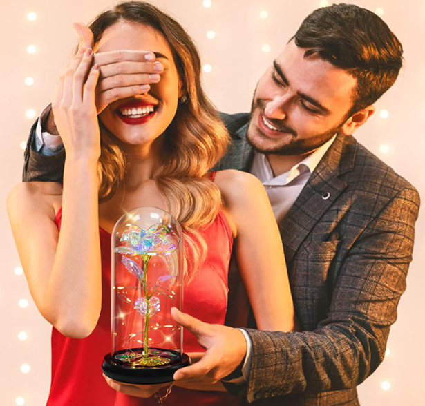 Rose LED Light Glass Gifts for Wife Women Her Christmas Girlfriend Birthday Gift