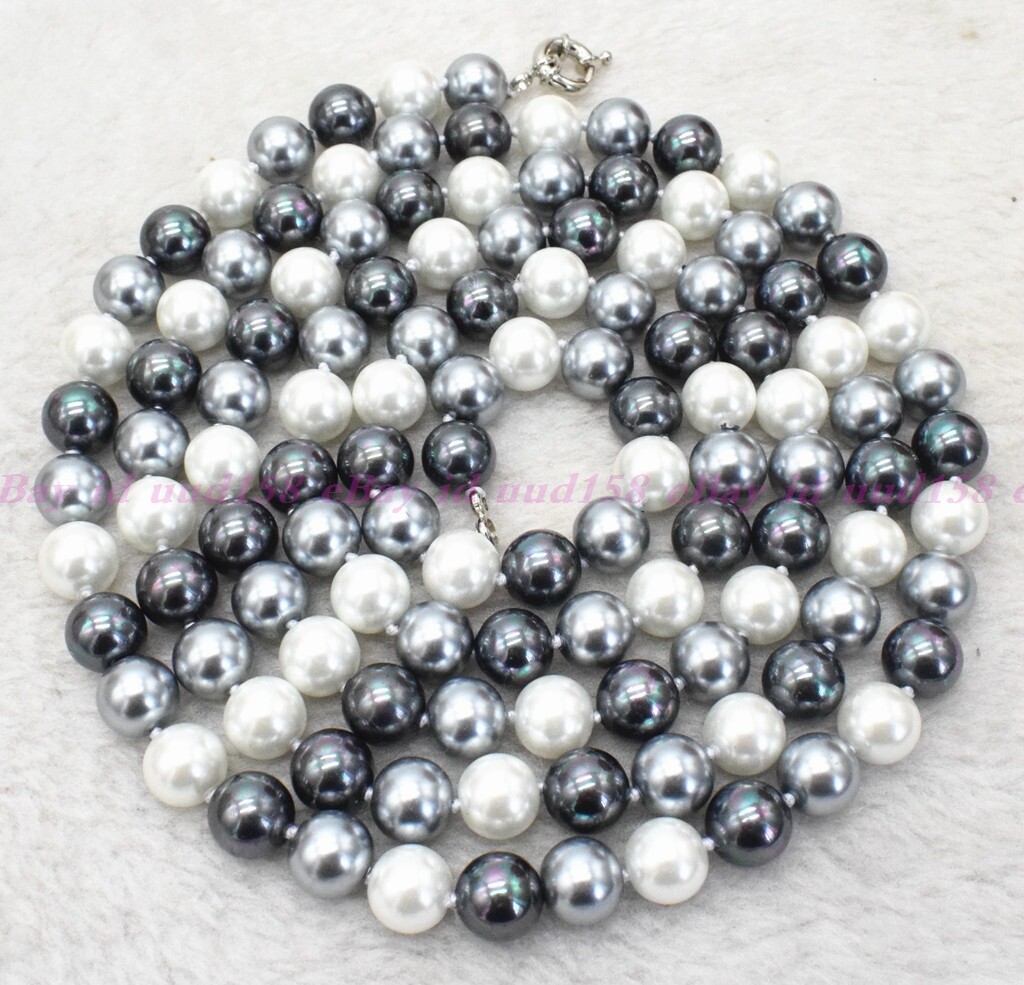 10mm Multicolor South Sea Shell Pearl Round Beaded Necklace 16-36 inches