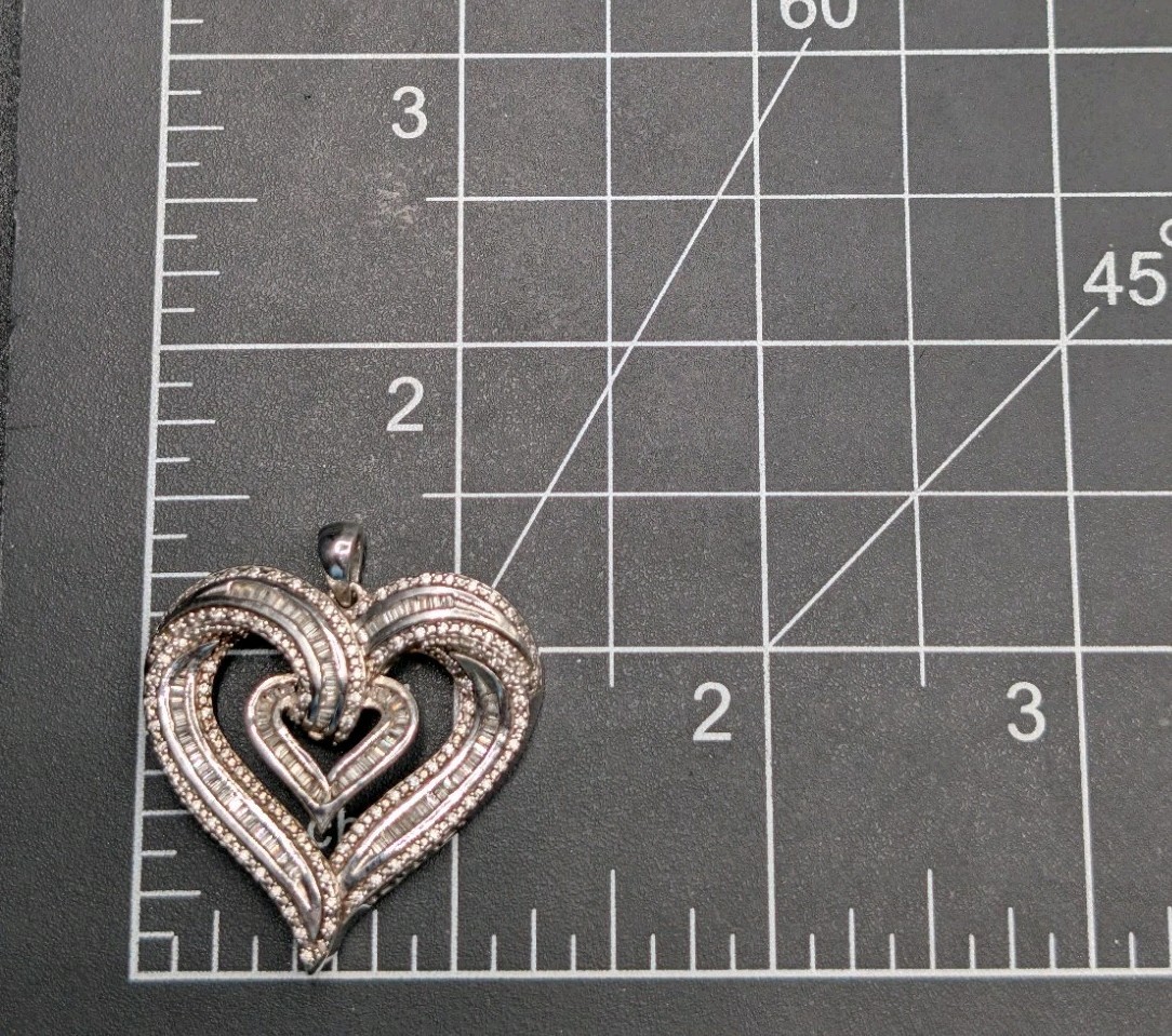 Sterling Silver 925 Rhodium Plated CZ Love Your Heart Pendant Great Mom Gift