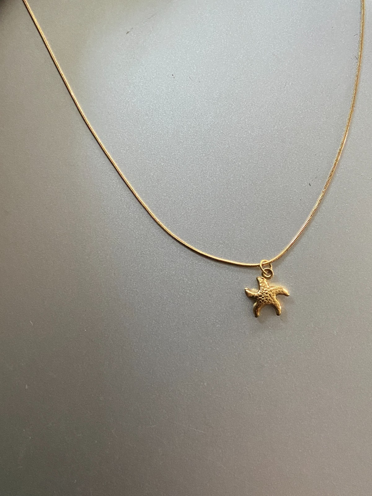 Gold Brass Starfish Necklace | Minimalist Sea Starfish Charm Pendant Necklace