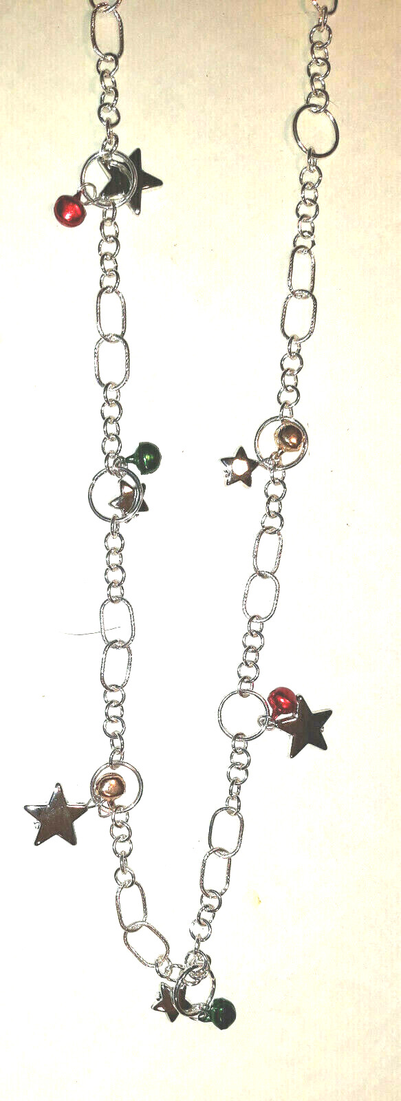 Brand New Silver-Tone Jingle Bell & Star Long 36 inches Necklace Orig Cost $16