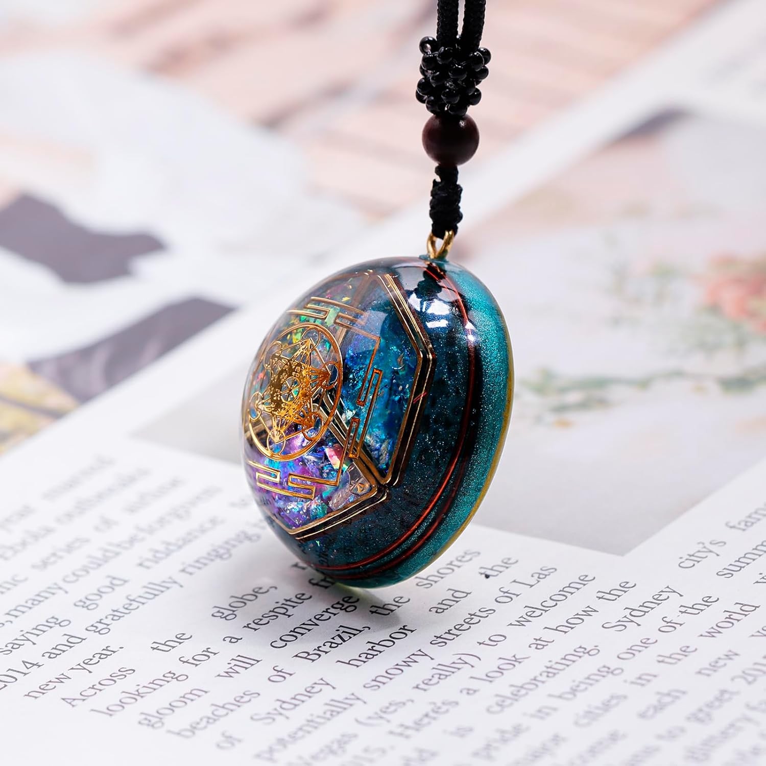 Da Piao Liang Sacred Geometry Orgone Pendant Necklace with Metatron’s Cube & Man