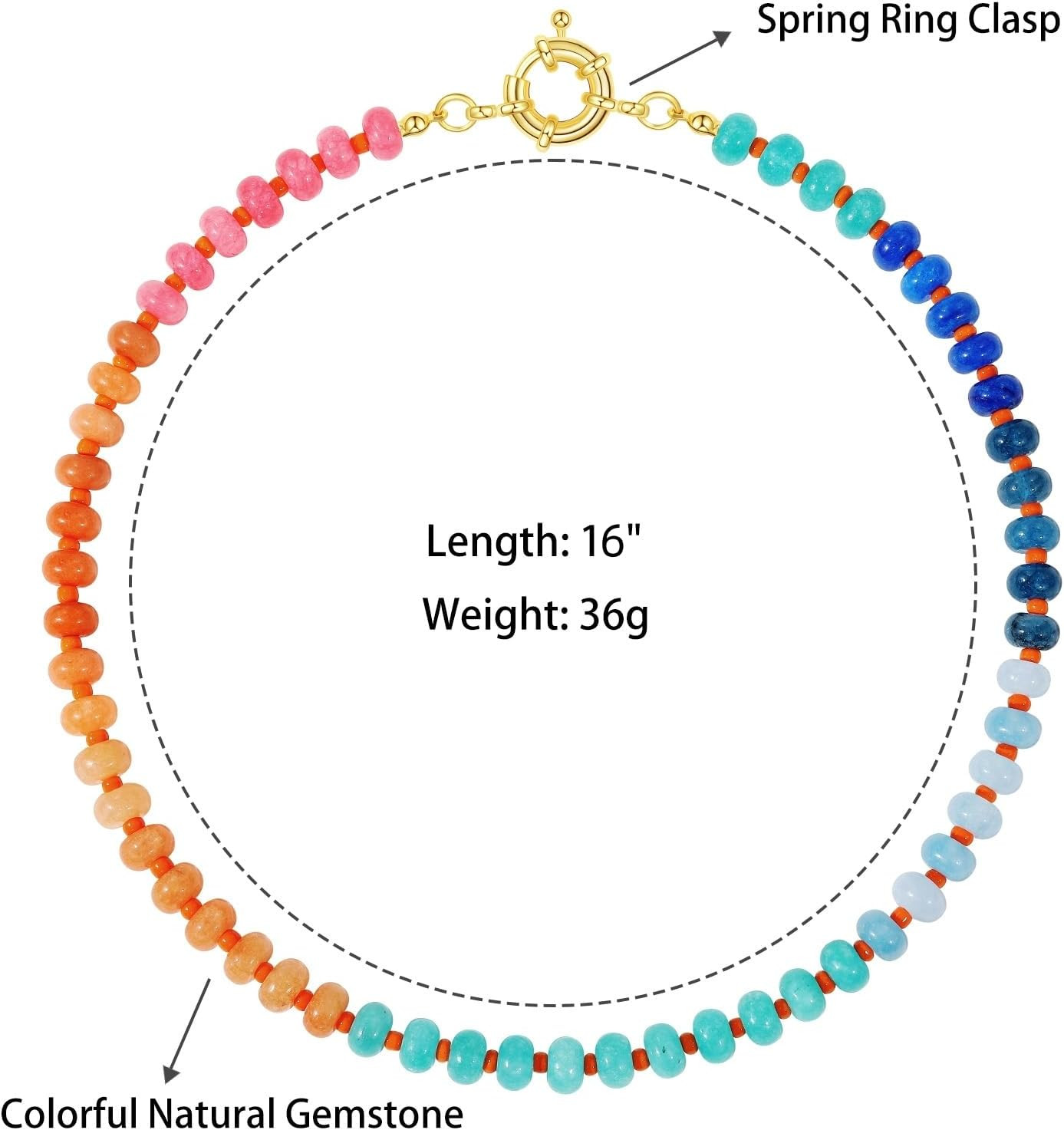 KELORIS PATH Beaded Gemstone Necklaces for Women, Boho Colorful Bead Choker Neck