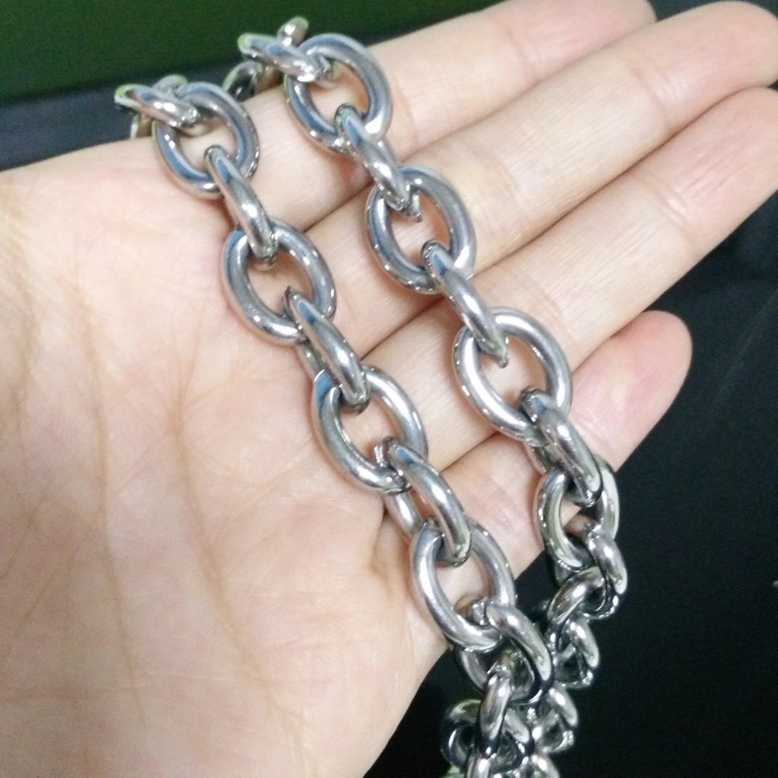 11/13/15mm Silver/Gold/Black Stainless Steel Rolo Oval Link Chain Necklace Gift