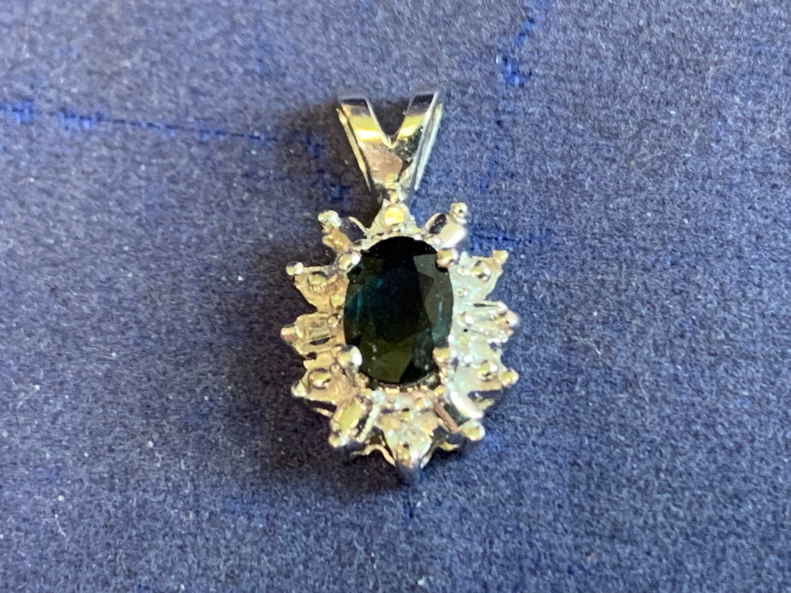 10K White Gold Pendant 1.44g Fine Jewelry Sapphire Color Stone