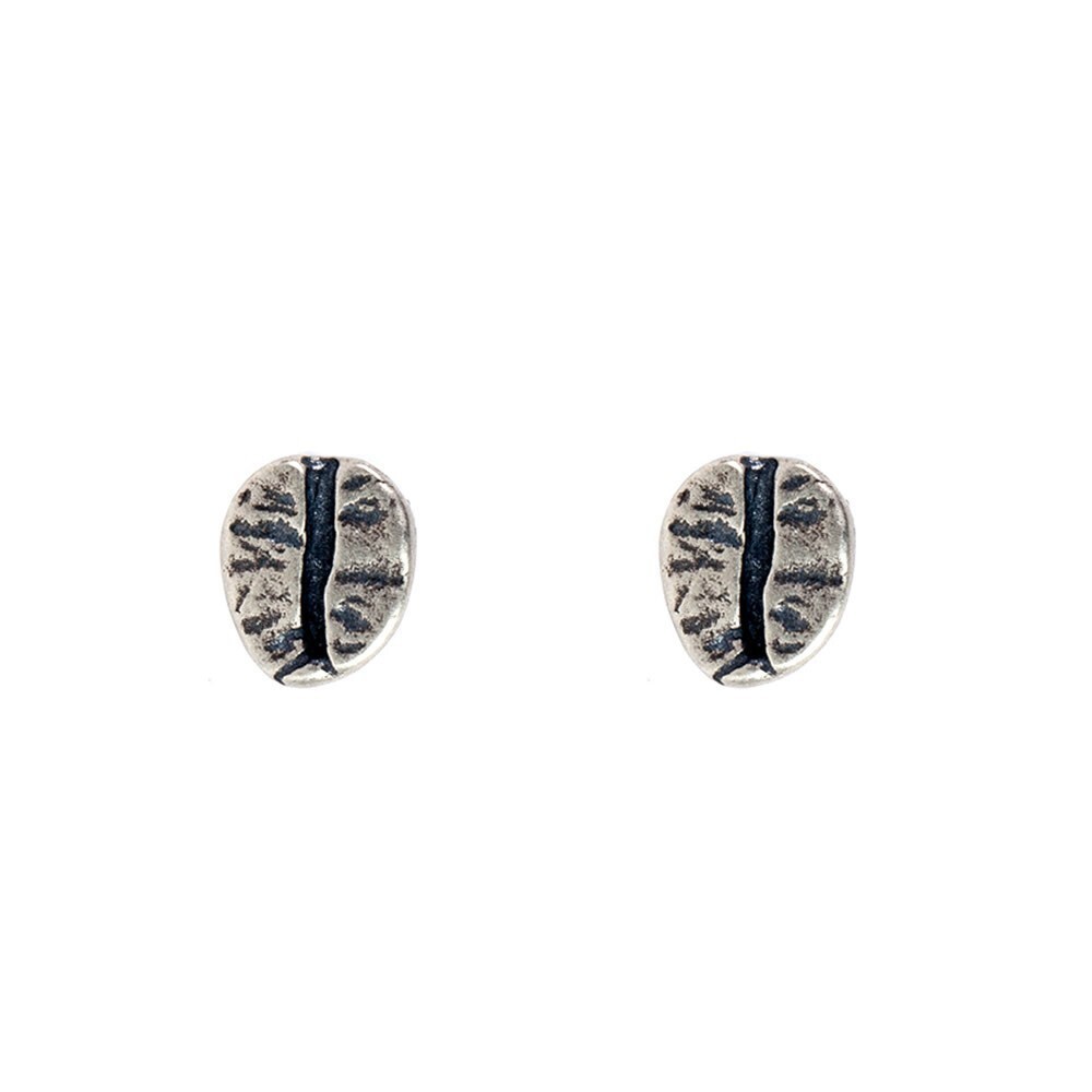 Coffee Bean Post Earrings Gothic Punk Rock Biker Eard Studs 925 Sterling Silver