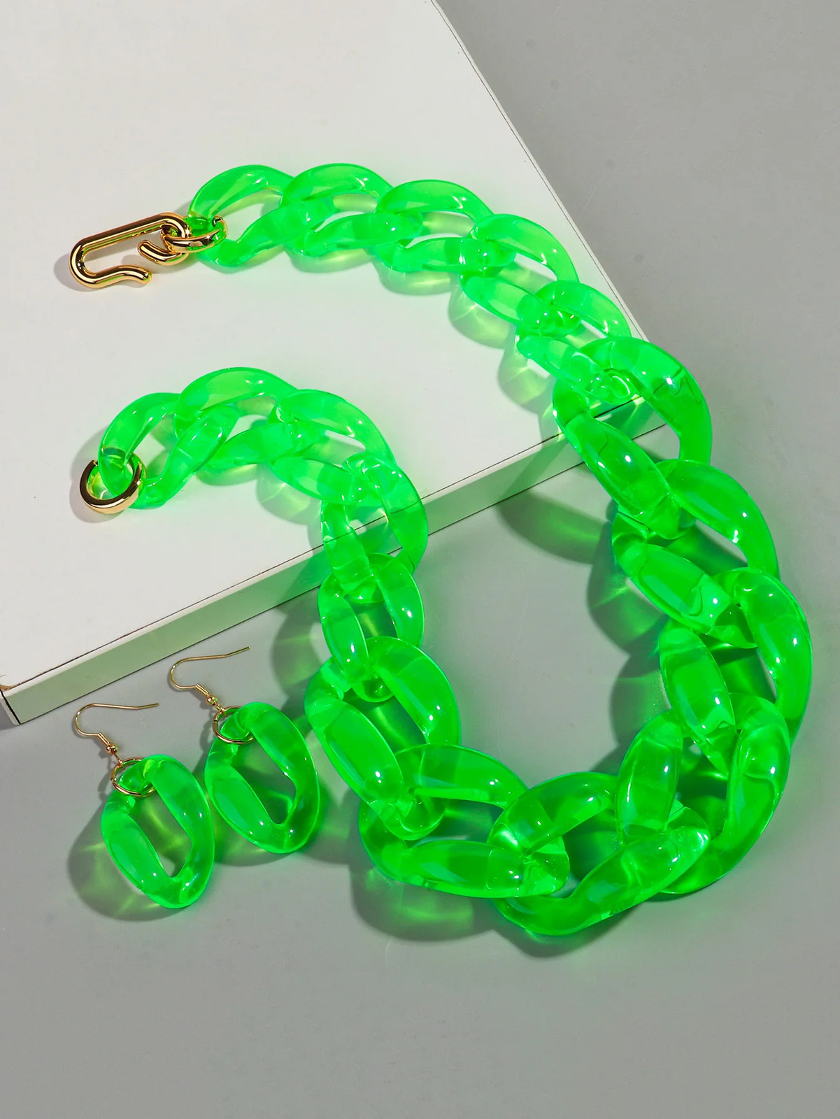 Acrylic Link Chain Necklace Chunky Statement 50cm Party Collar Women Jewelry