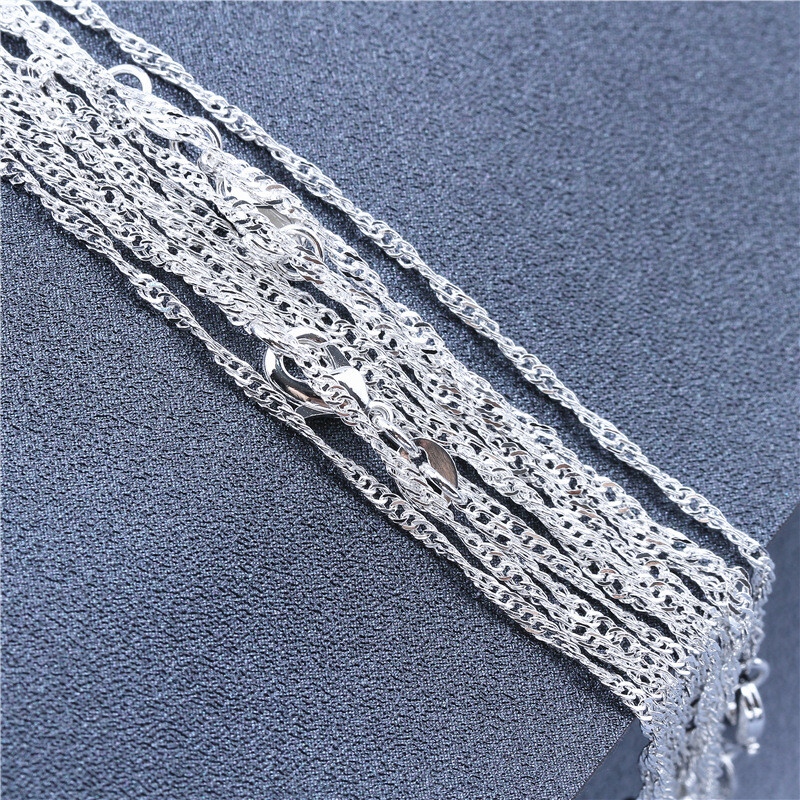 10pcs 925 Silver Water Wave Necklace Jewelry Fashion Chain Accessories Wholesale