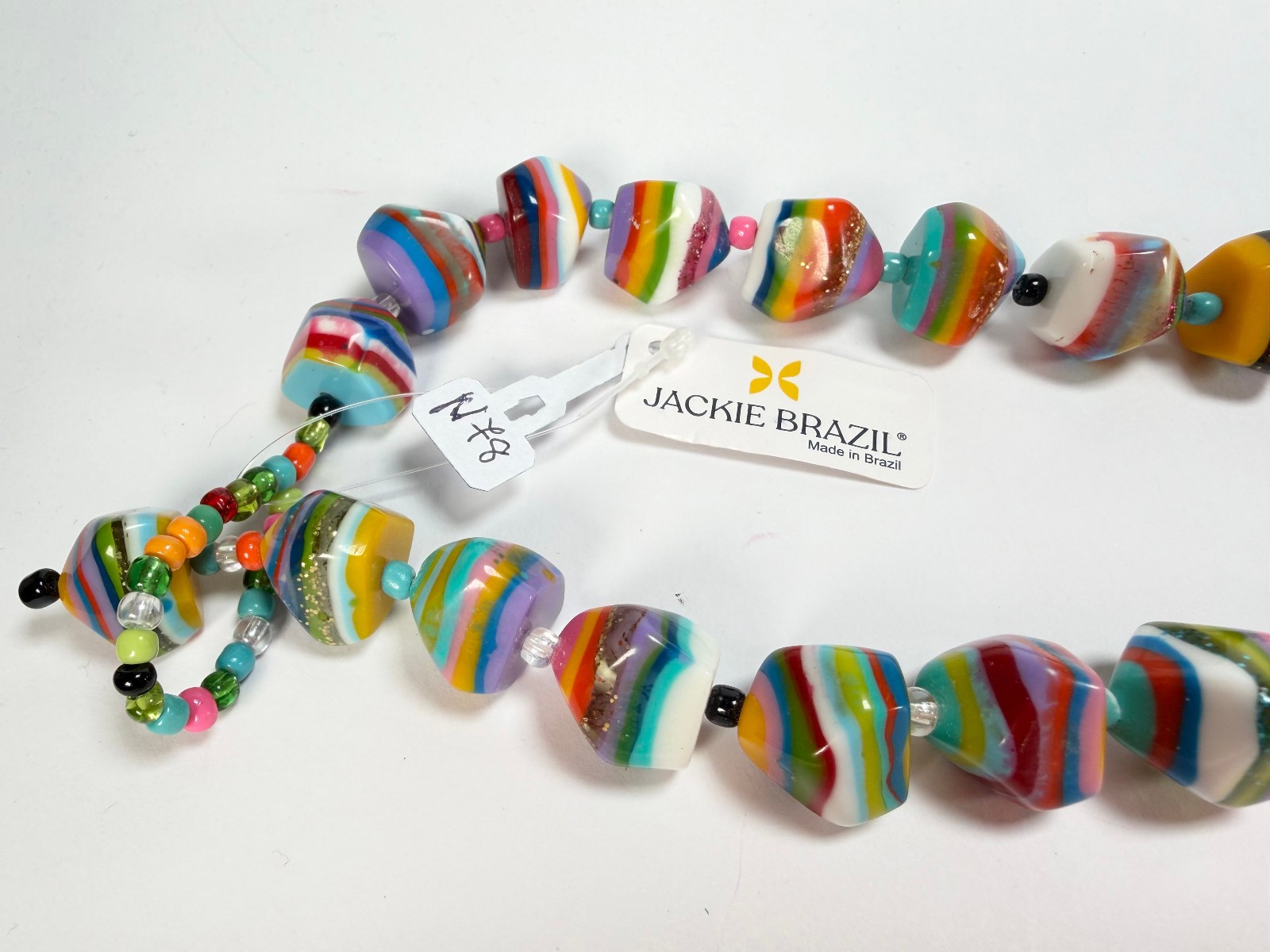 Jackie Brazil “Camille Liquorice Stripes x Kandinsky Small Stones 110cm Necklace