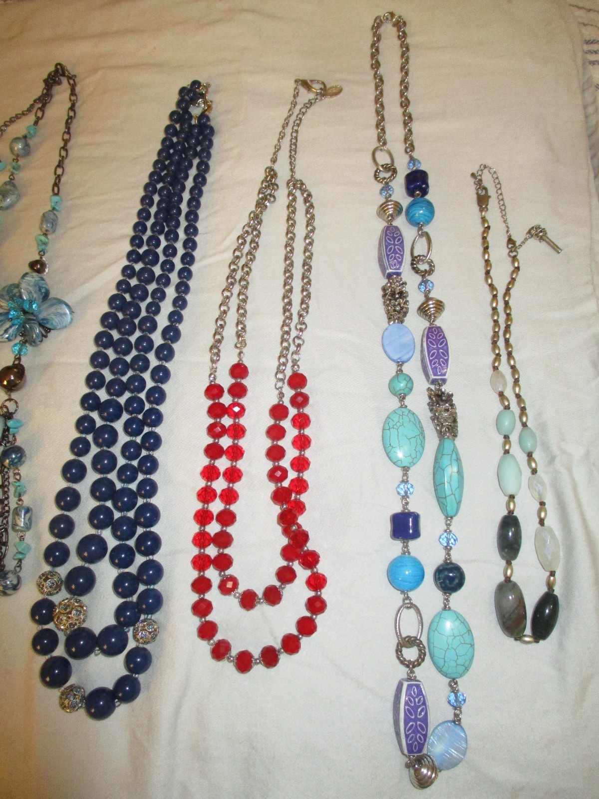 Lot of 6 Necklaces 5 Long 1 Short Various Makers Some Unmarked Nice Quality