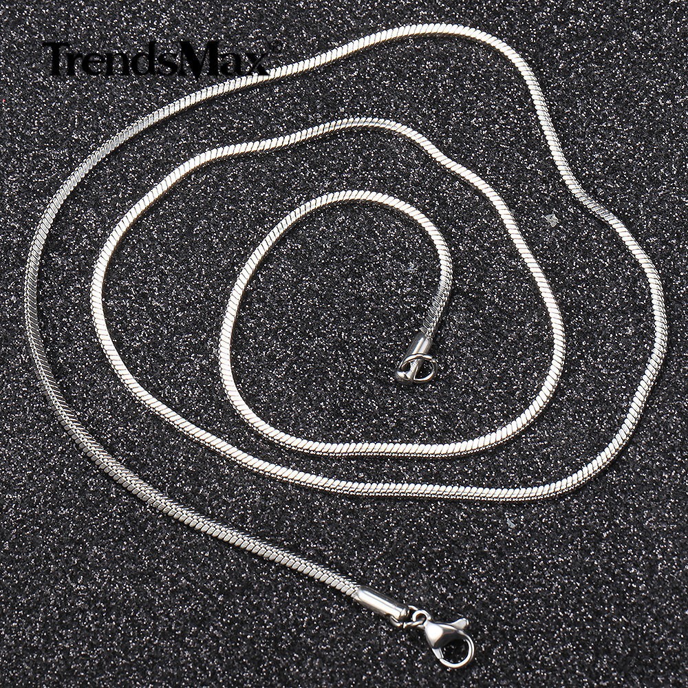 0.9-2mm Silver Stainless Steel Square Snake Chain Necklace Women Men 18″-26″