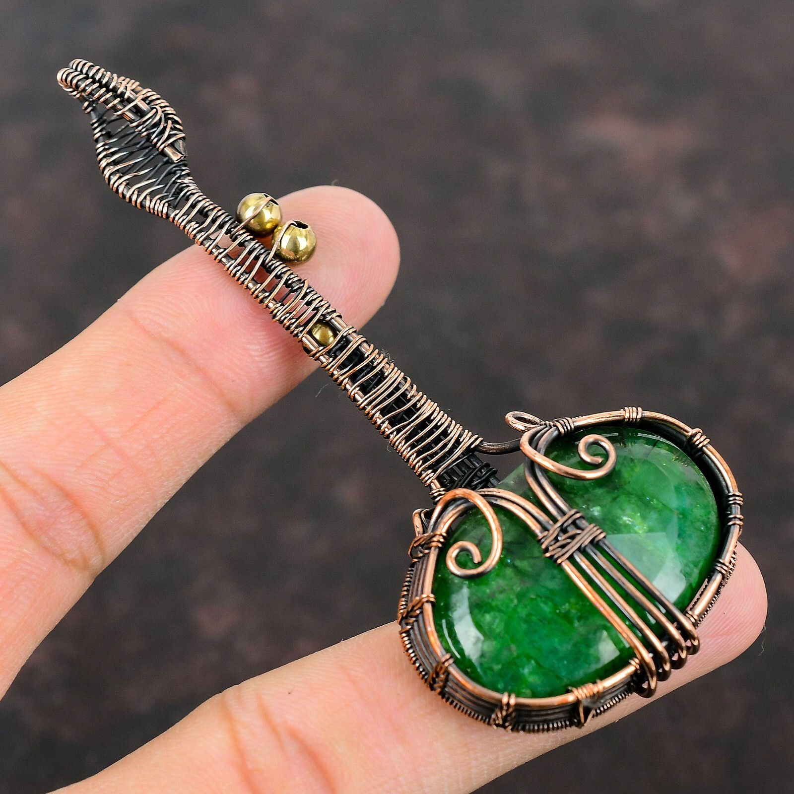 Gift For Her Wire Wrapped Pendant Dainty Guitar Pendant Copper Wire Jewelry 3.7″
