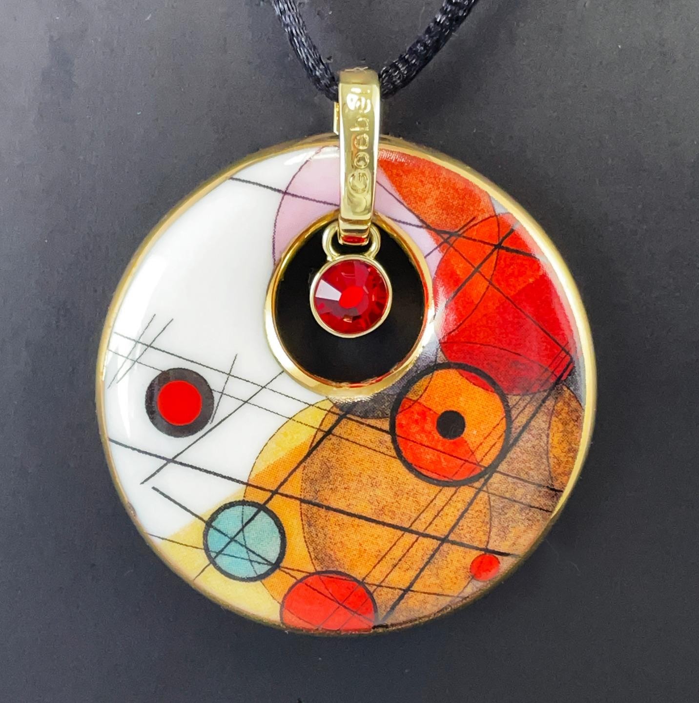 VINTAGE GOEBEL ARTIS ORBIS KANDINSKY PORCELAIN ART PENDANT NECKLACE GERMANY