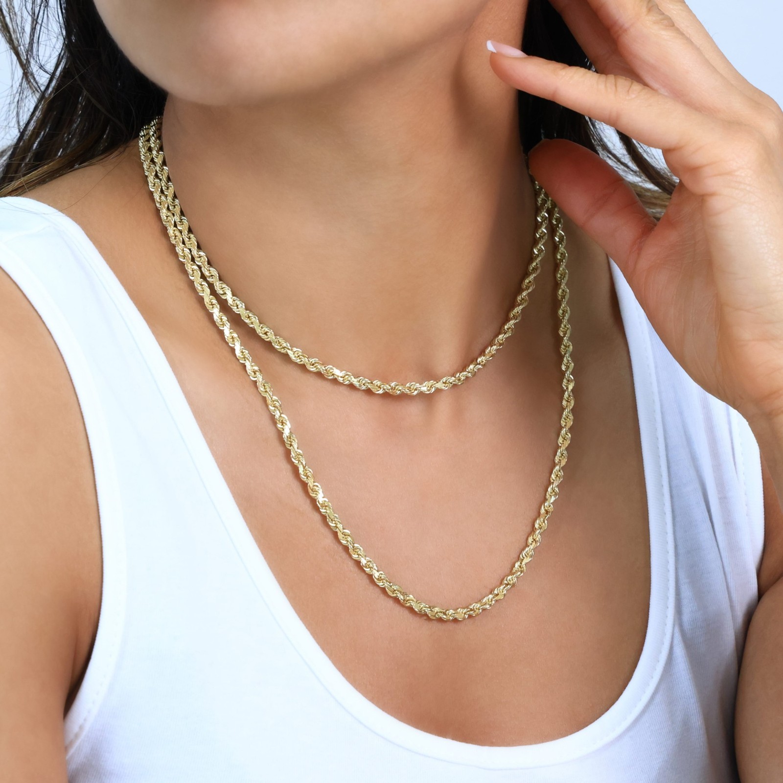 18k Yellow Gold 4mm Diamond Cut Rope Chain Italian Necklace Mens Womens 16″-28″