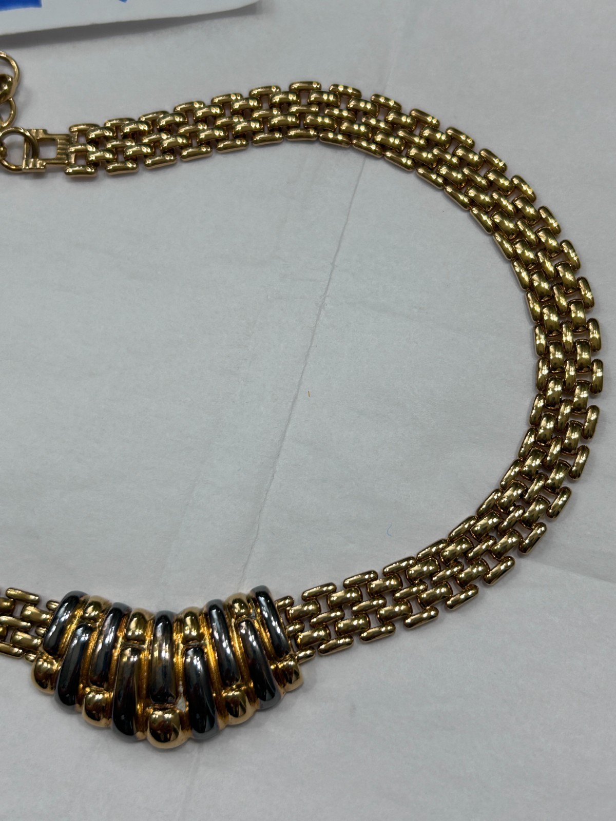 Vintage LANVIN Germany Silver Gold Couture Chain Collar Necklace