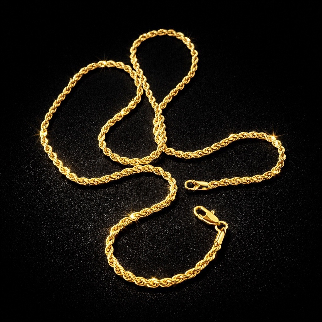 Unisex Gold Tone Curb Flat Chain Necklace High Polish 18″ Smooth Comfort