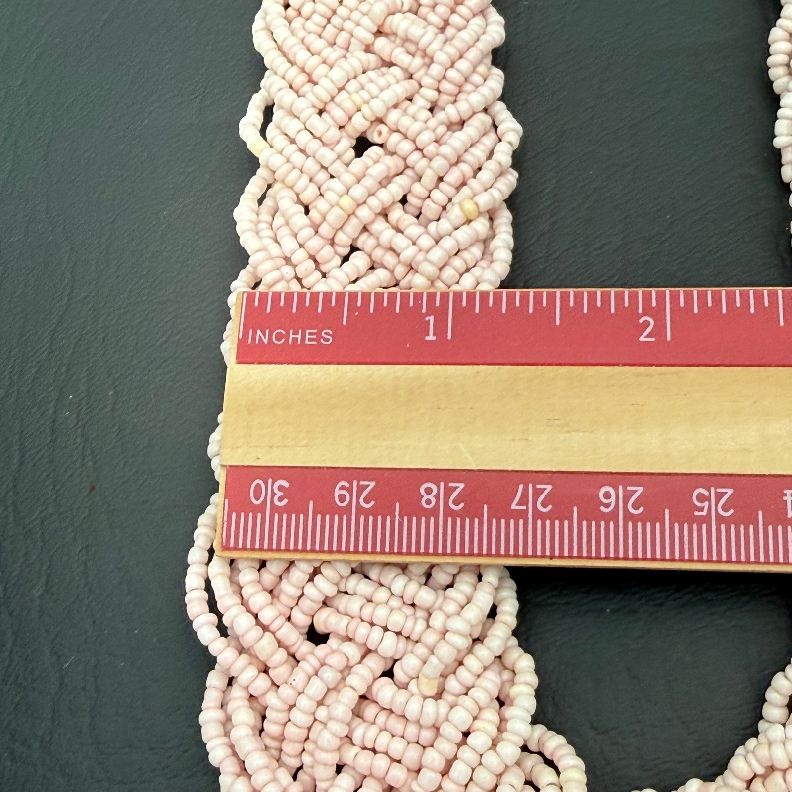 Pink Braided Seed Bead Statement Necklace Chunky Multi Strand Bib Adjustable