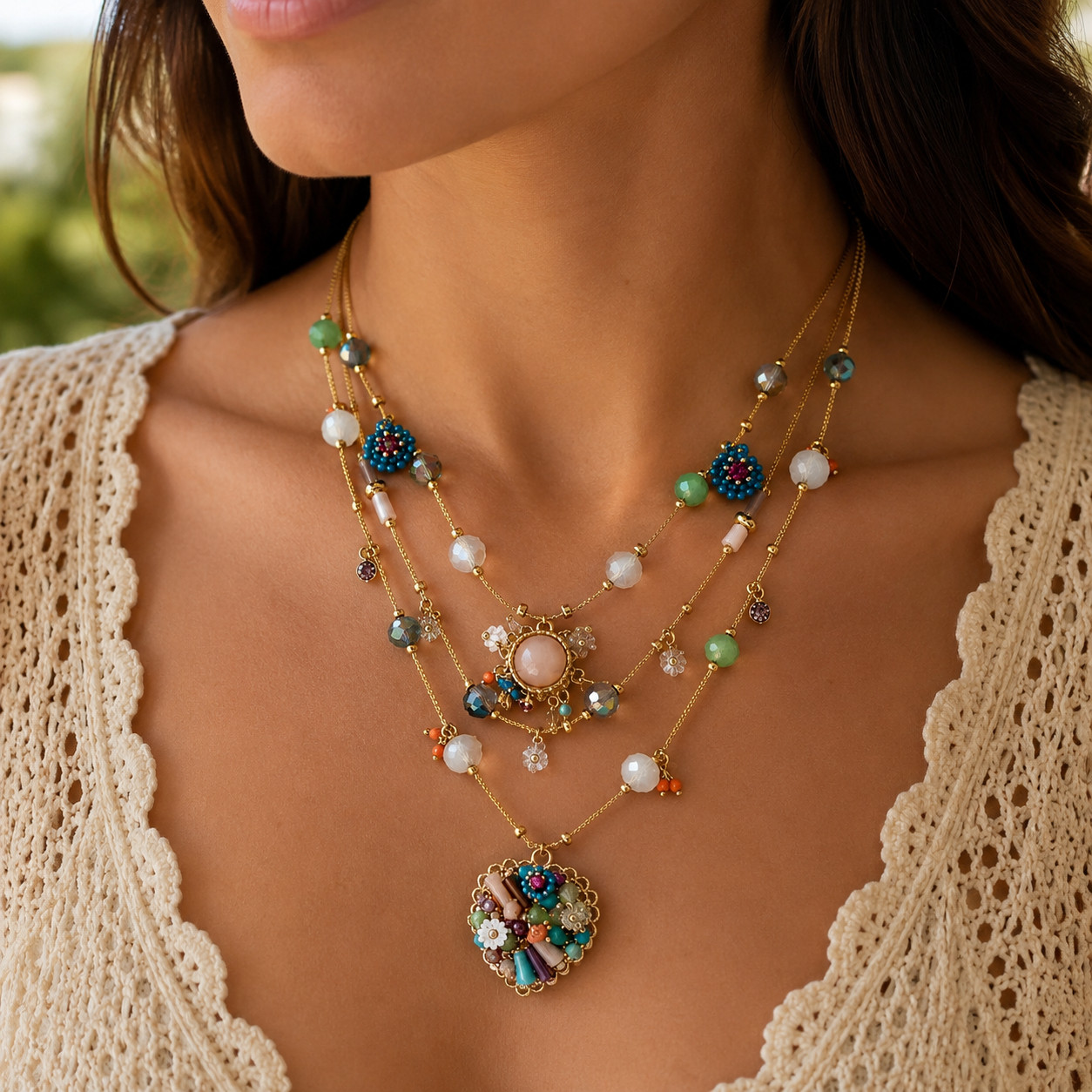 Women s Butterfly & Heart Layered Necklace Adjustable Chain Pendant Boho