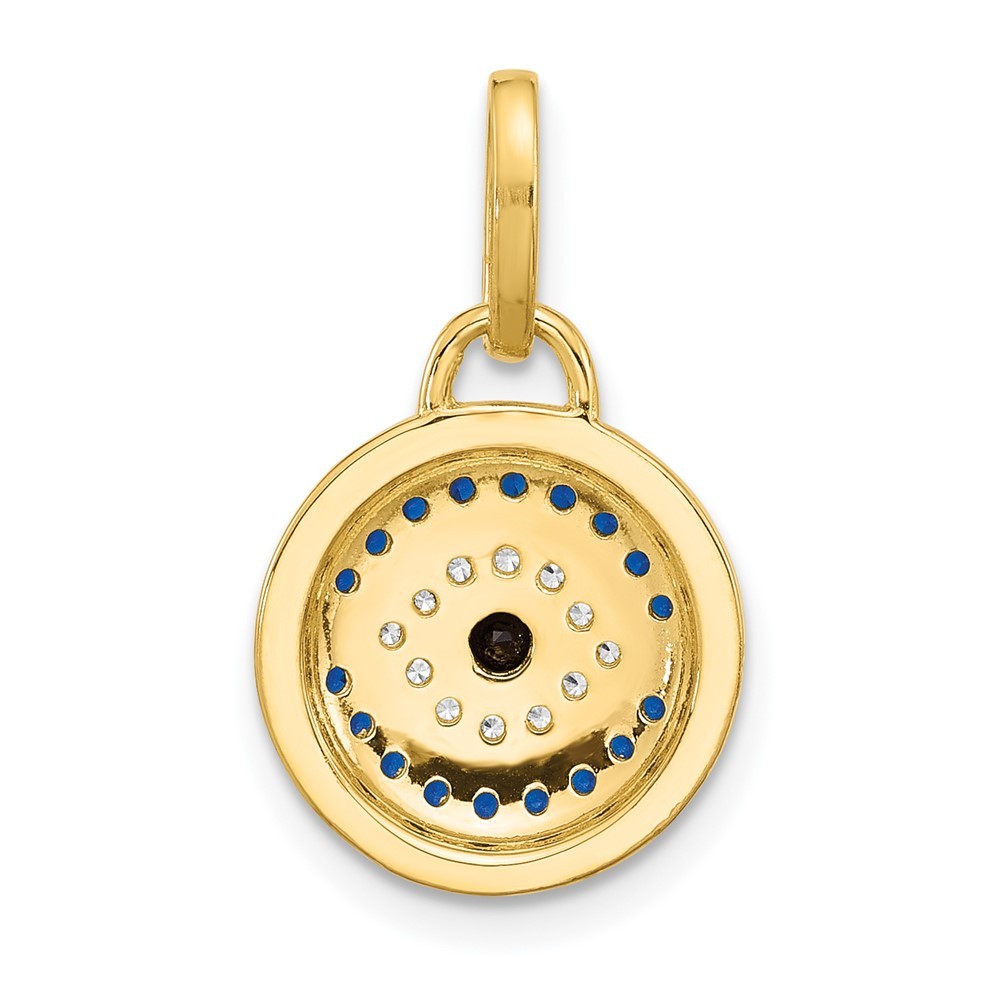 Sterling Silver Gold-tone Black Rhodium Cubic Zirconia Crystal Evil Eye Pendant