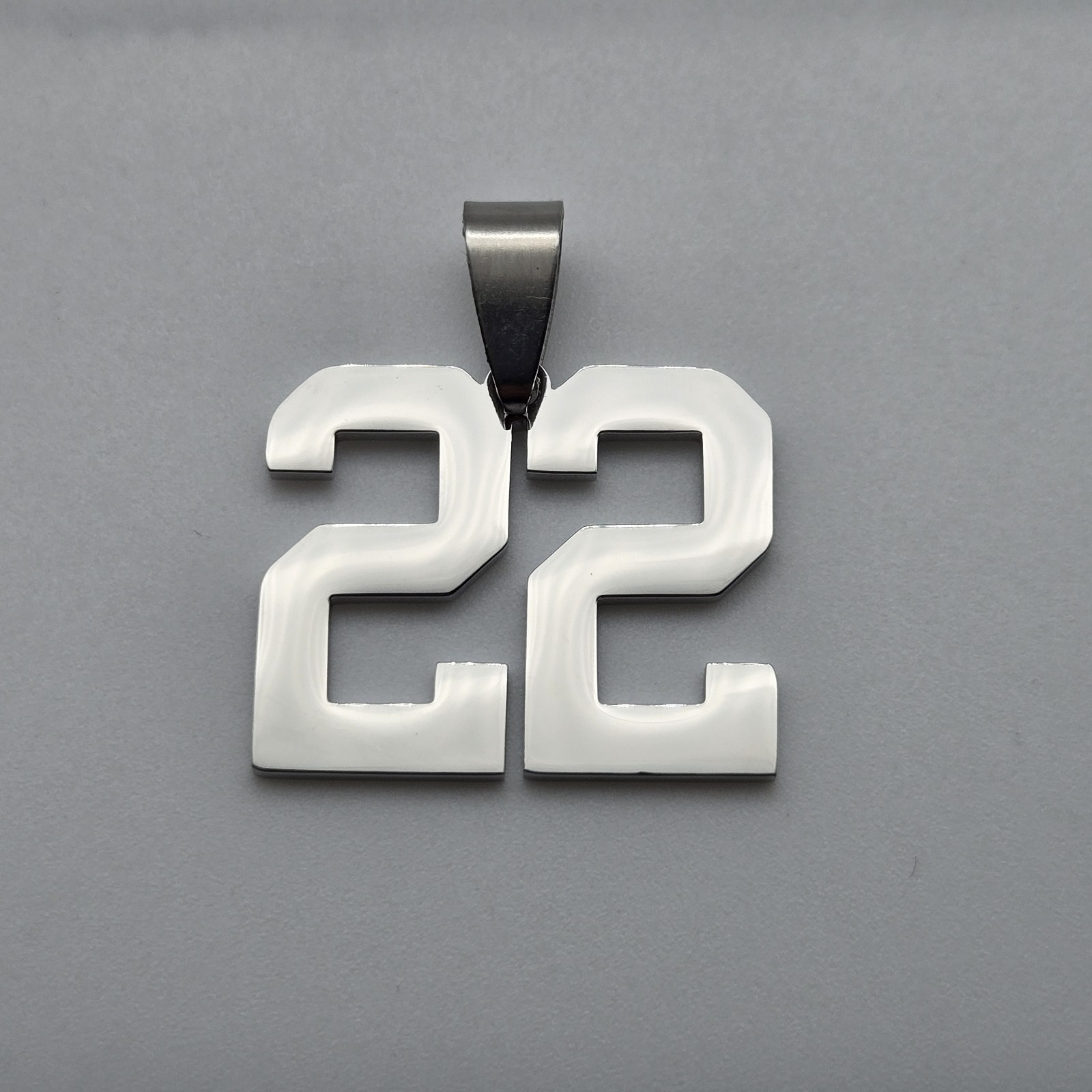 #22 BASEBALL FOOTBALL NUMBER Pendant Charm / 18″-24″ STAINLESS CHAIN NECKLACE