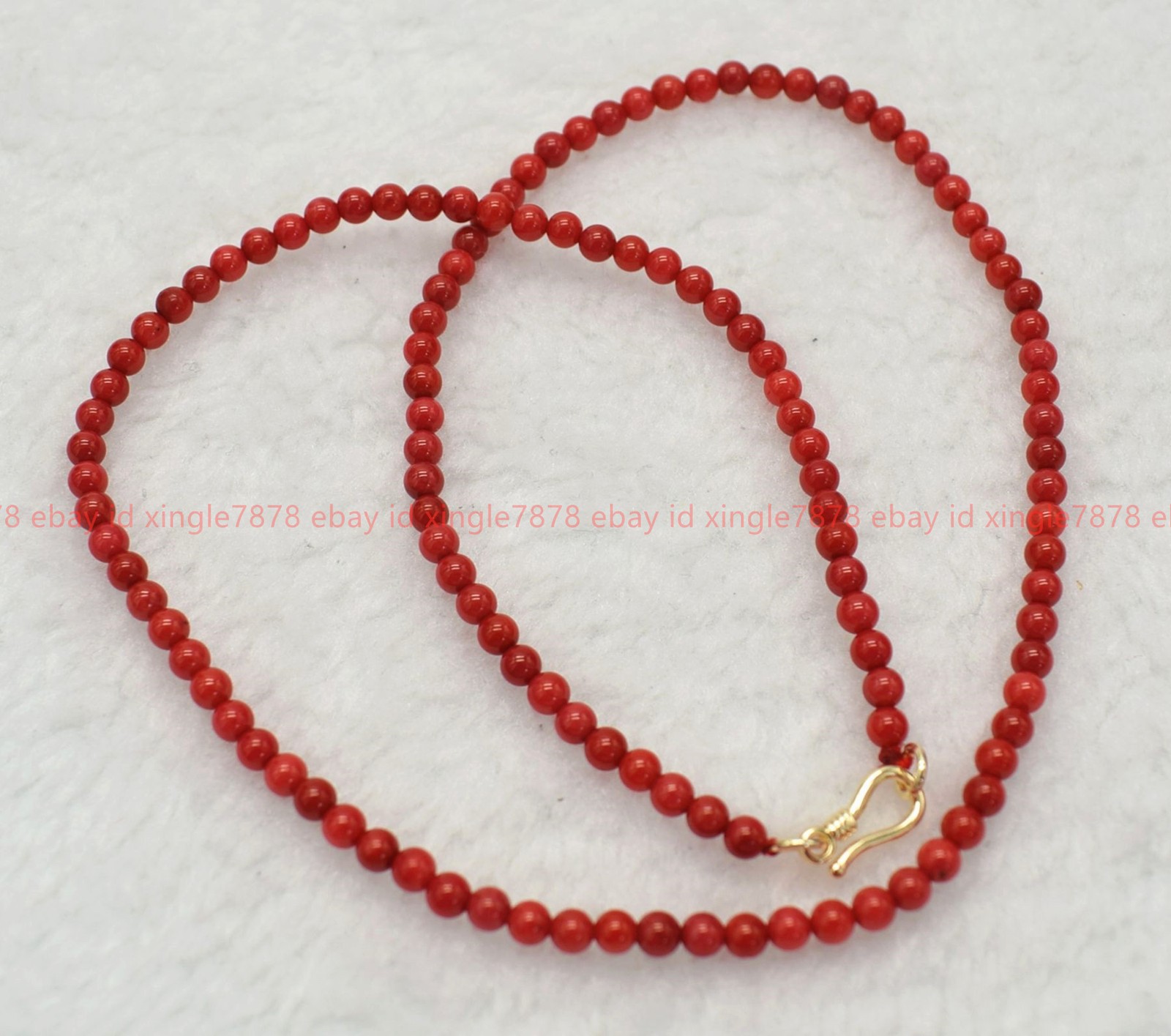 Charming Natural 4mm Red Coral Gemstone Round Beads Necklace Bracelet 18/7.5in