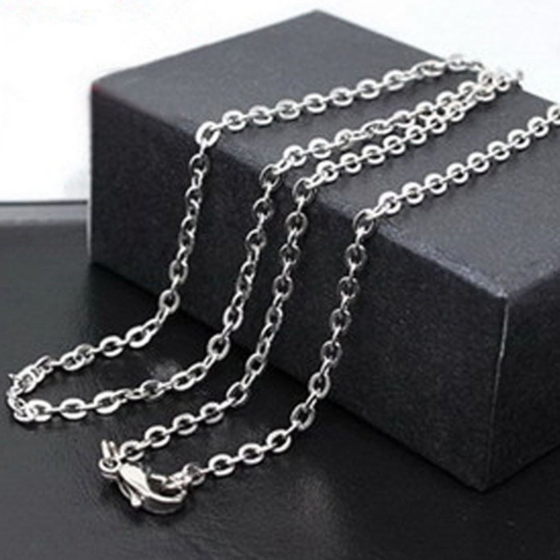 5-100pcs Wholesale Stainless Steel Silver Oval Cross Chain Necklace 16in-40in