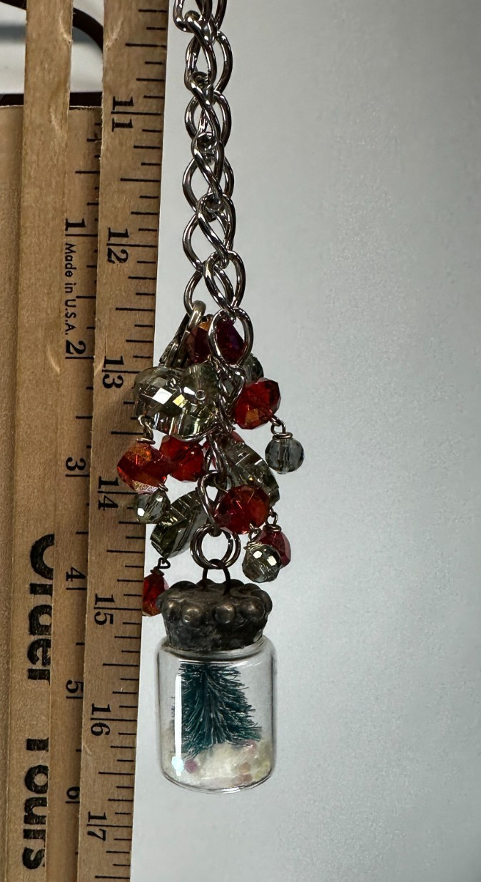 Necklace Mixed Media Whimsy Christmas Tree Snow Globe Pendant Assembledge