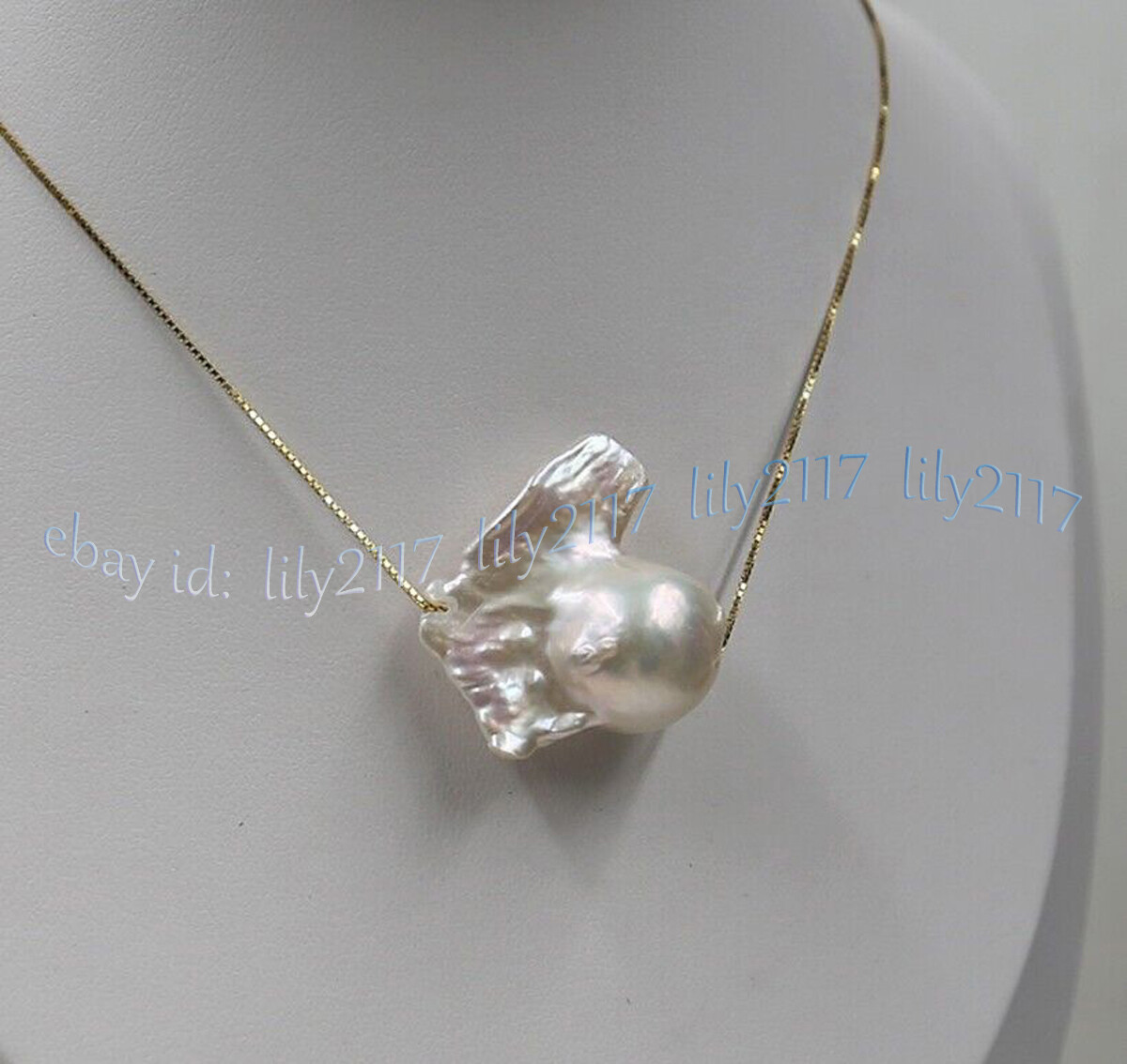 Huge 17-25mm Natural White South Sea Baroque Keshi Pearl Pendant Necklace 18inch