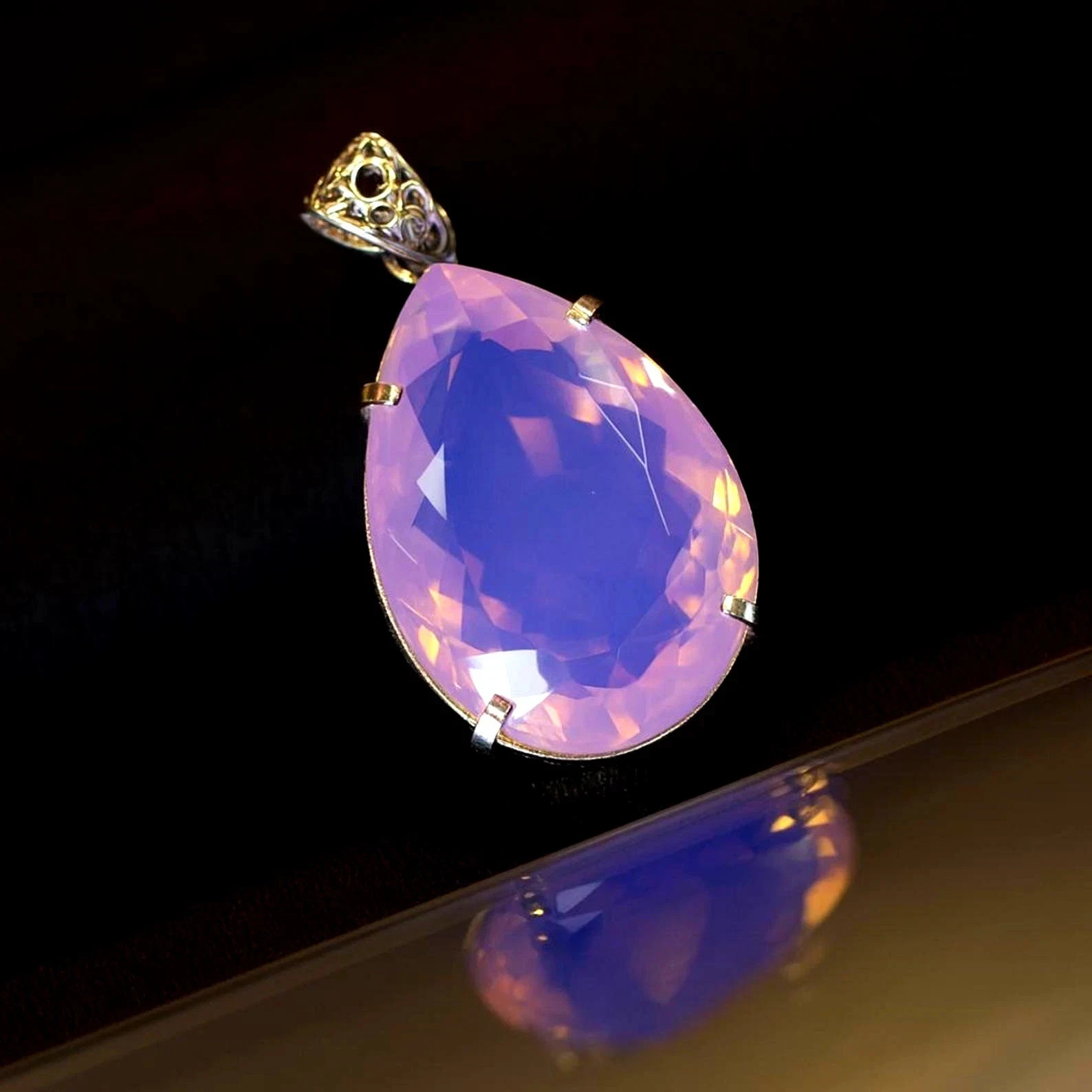 60 CT+ Flawless Pink Opal Pendant 925 Sterling Silver Plated Jewelry Best Gift