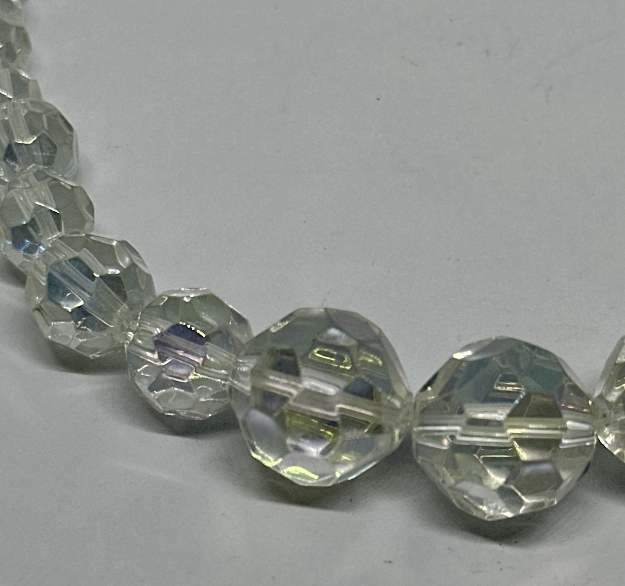 Crystal AB Single Strand Art Deco Necklace Rainbow Colors 17″-20″ Adj. Necklace