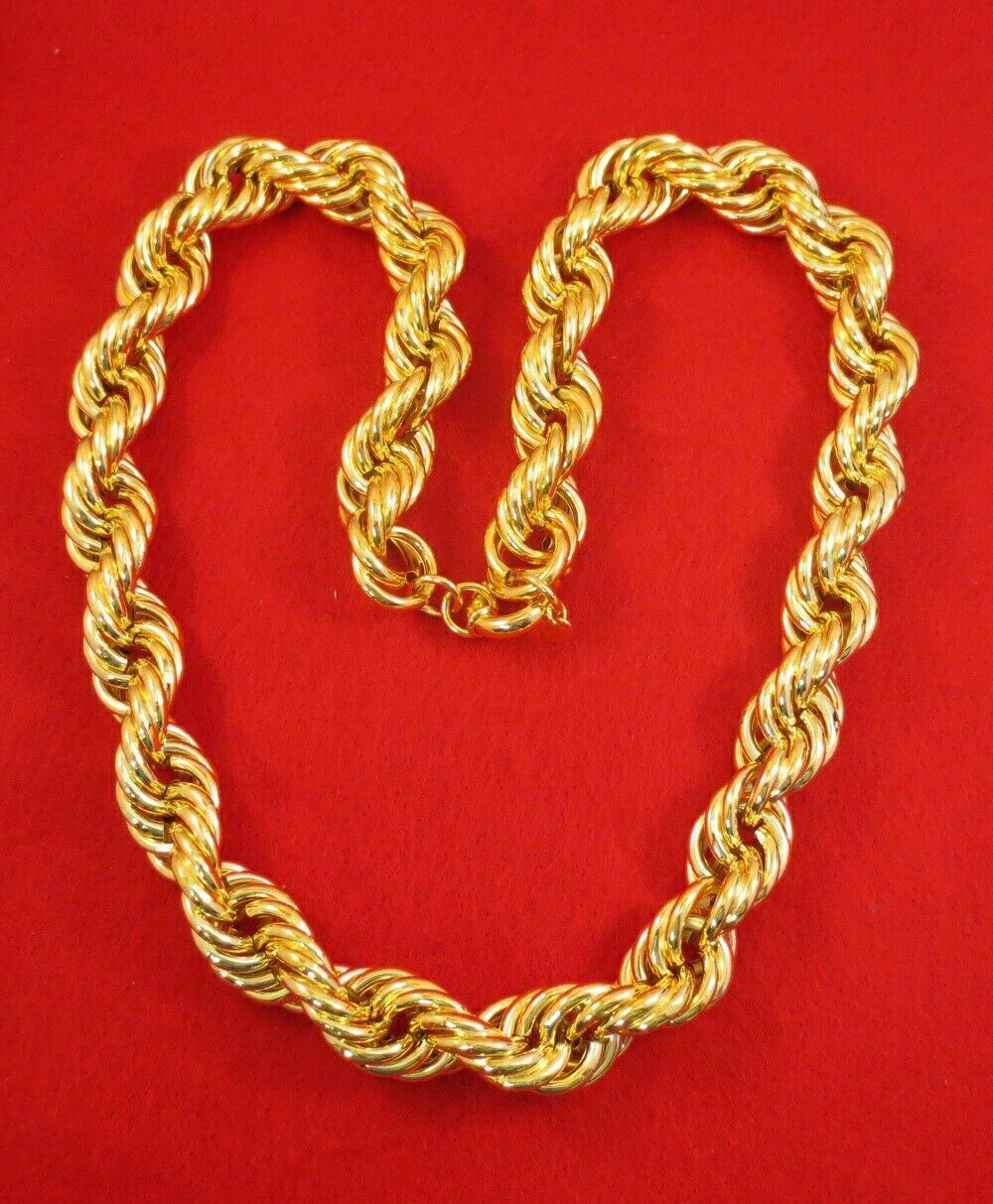 24″ HIP HOP 20MM 18KT GOLD PLATED HEAVY RUN DMC DOOKIE ROPE CHAIN NECKLACE
