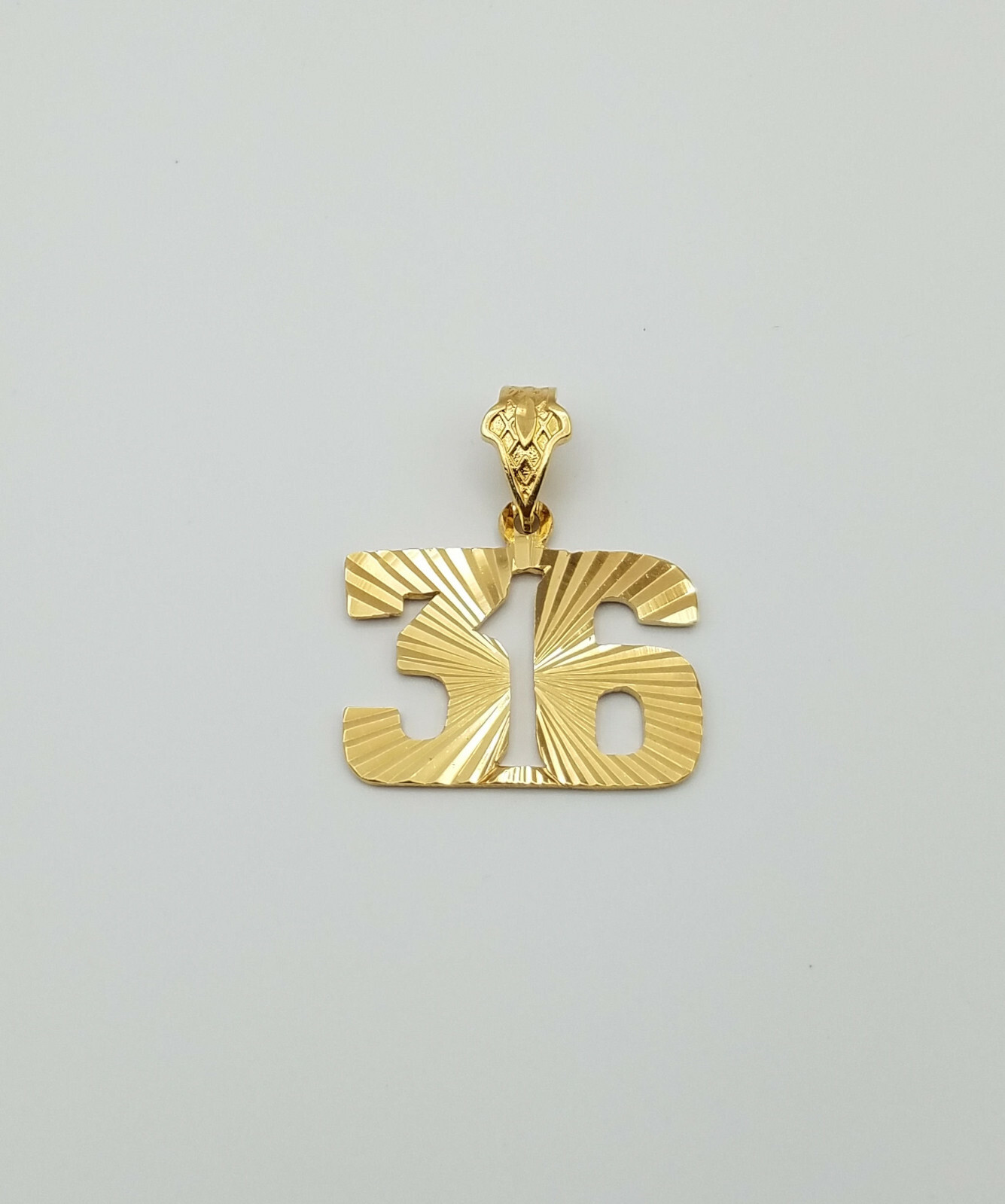 Gold Number Pendant a larger Diamond-Cut 24k GP Jersey Numbers 26-50