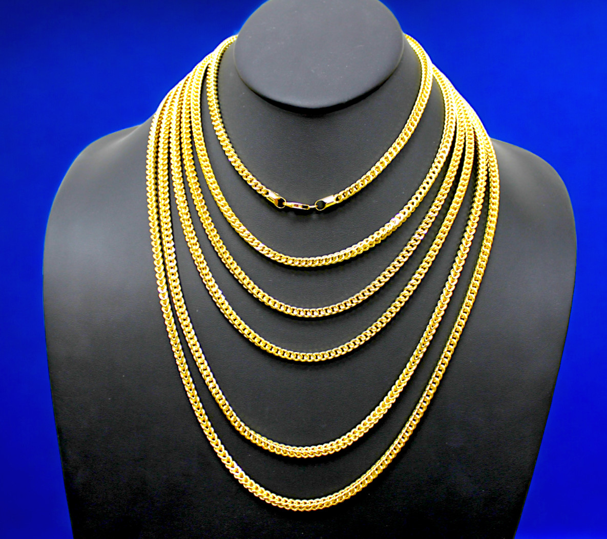 10K Yellow Gold Franco Box Square Necklace Bracelet Chain Real 2mm-7mm 7″-30″