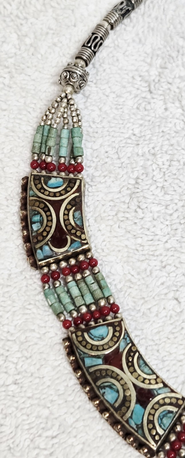 Vintage Nepal Tibetan Necklace Turquoise Tibetan Ethnic Coral Statement Piece