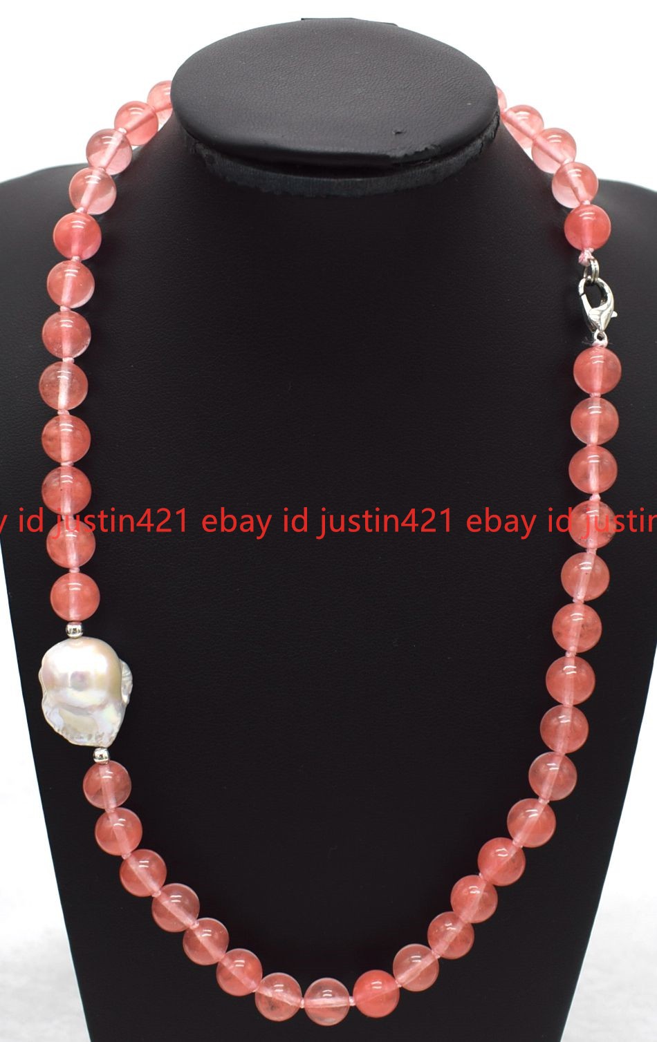 8/10/12mm Red Watermelon Tourmaline Baroque Pearl Round Beads Necklace16-28in
