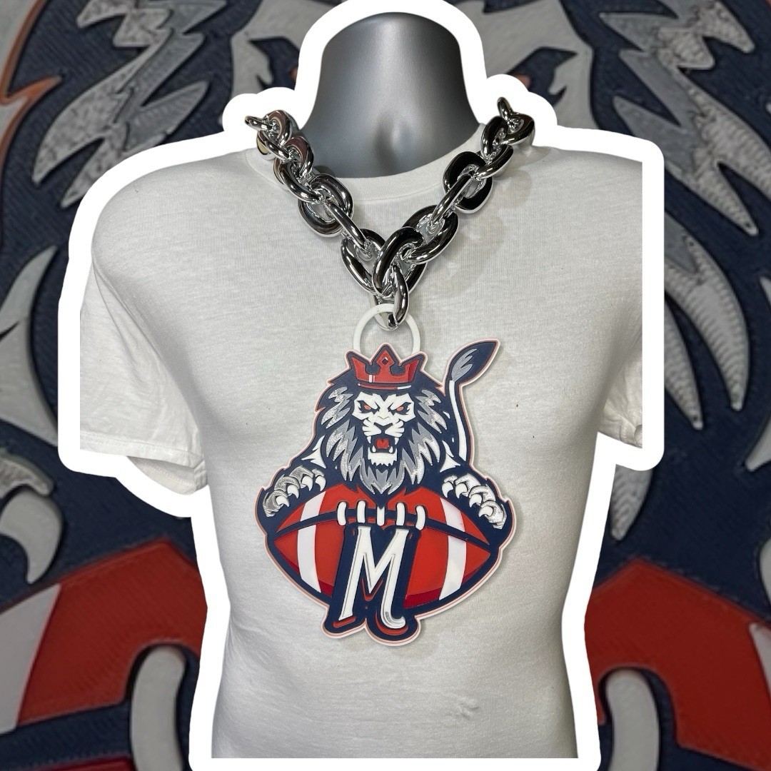 Custom Sports Team Fan Chain School Logo Necklace Pendant MVP Oversized Turnover