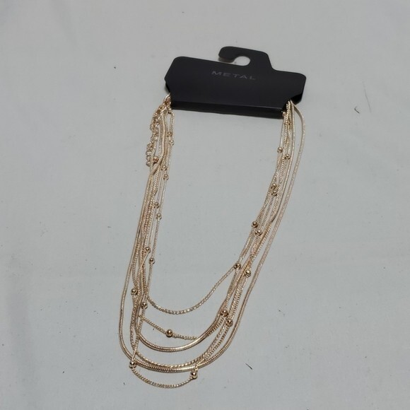 Kohl’s rose gold multi row 6 strand necklace NWT