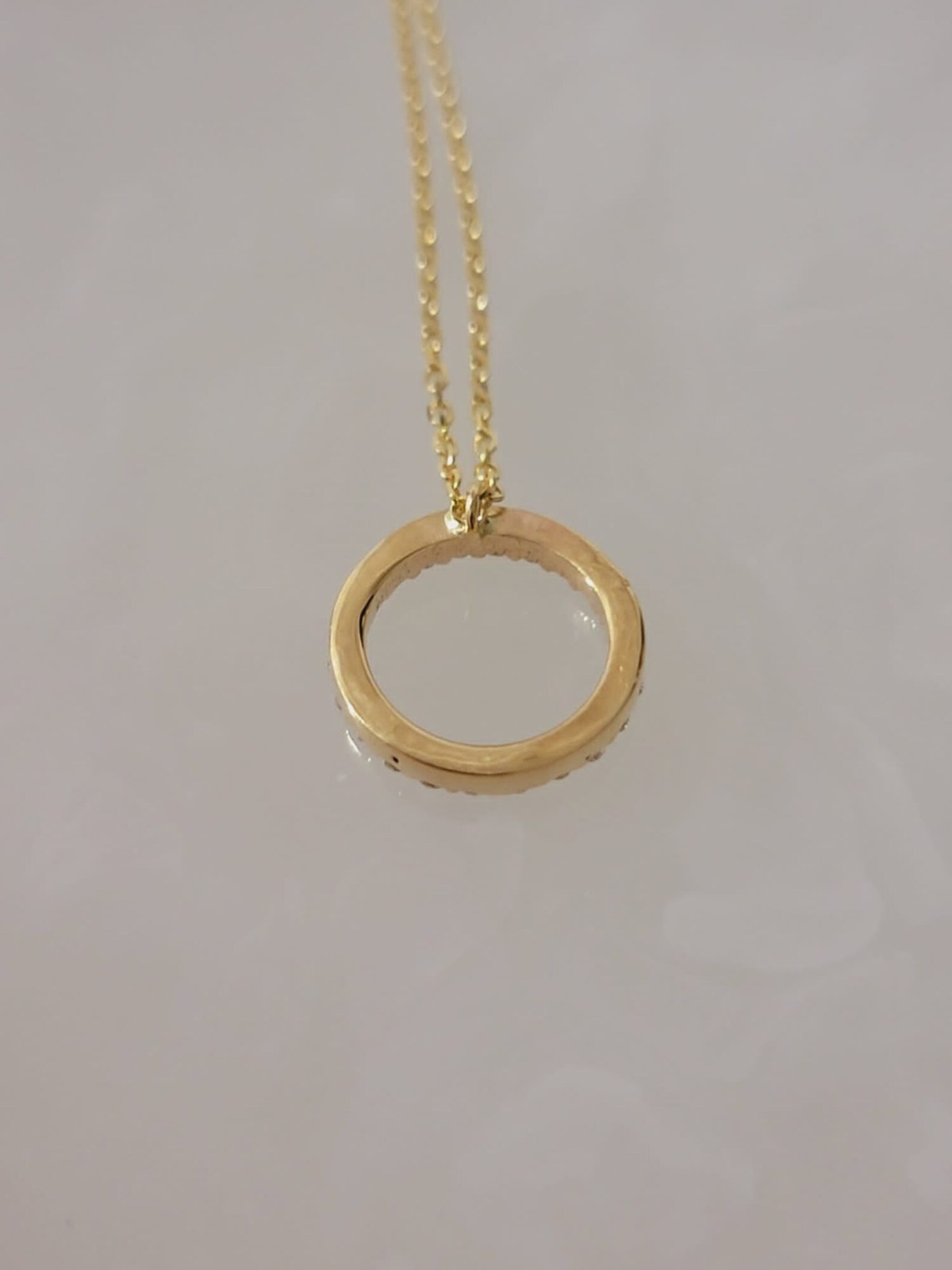 Lab Grown 0.10 Ct Round EF VS Diamond Circle Shape Necklace in 14K Solid Gold