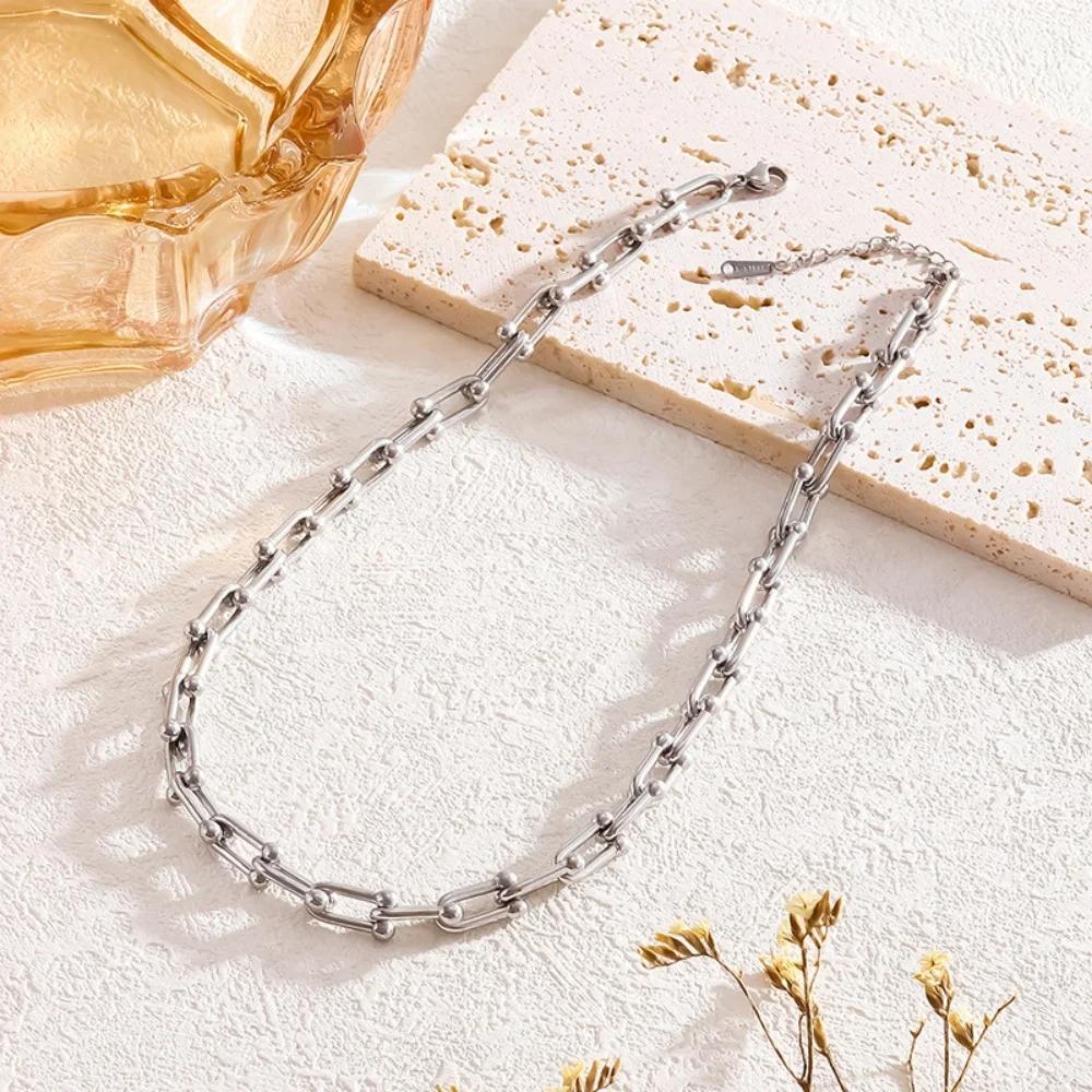 Fashion 18K Gold Thick Chain Necklace Bracelet Set Waterproof Jewelry for Women