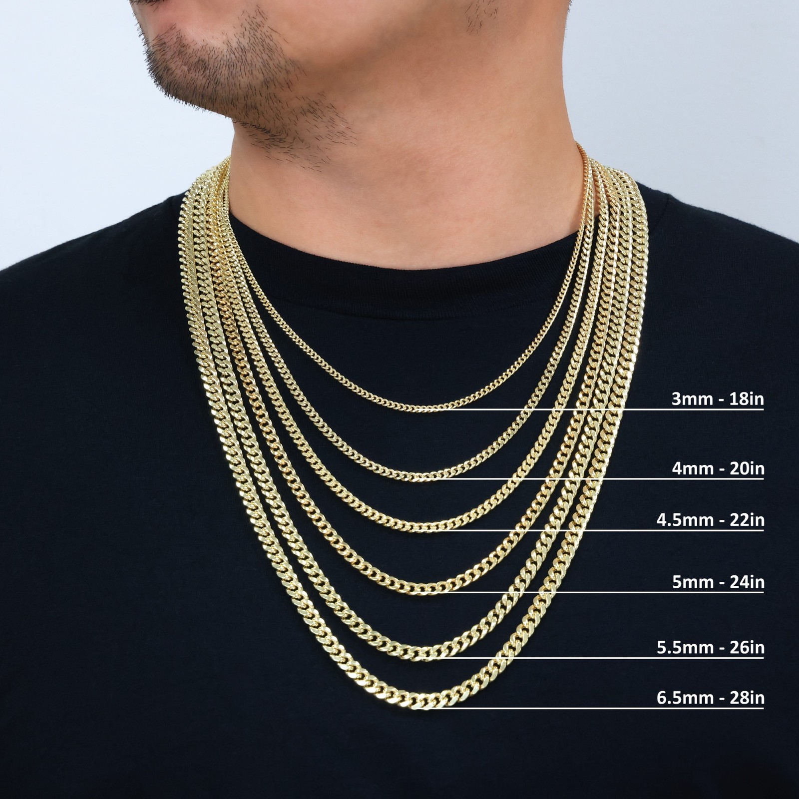 14K Yellow Gold 3mm-12.5mm Miami Cuban Link Chain Necklace Mens Women 16″- 30″