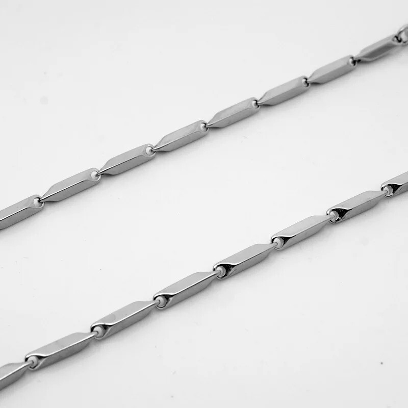 Wholesale Stainless Steel Silver Rhombus Square Seeds Chain Necklace Men’s Gift