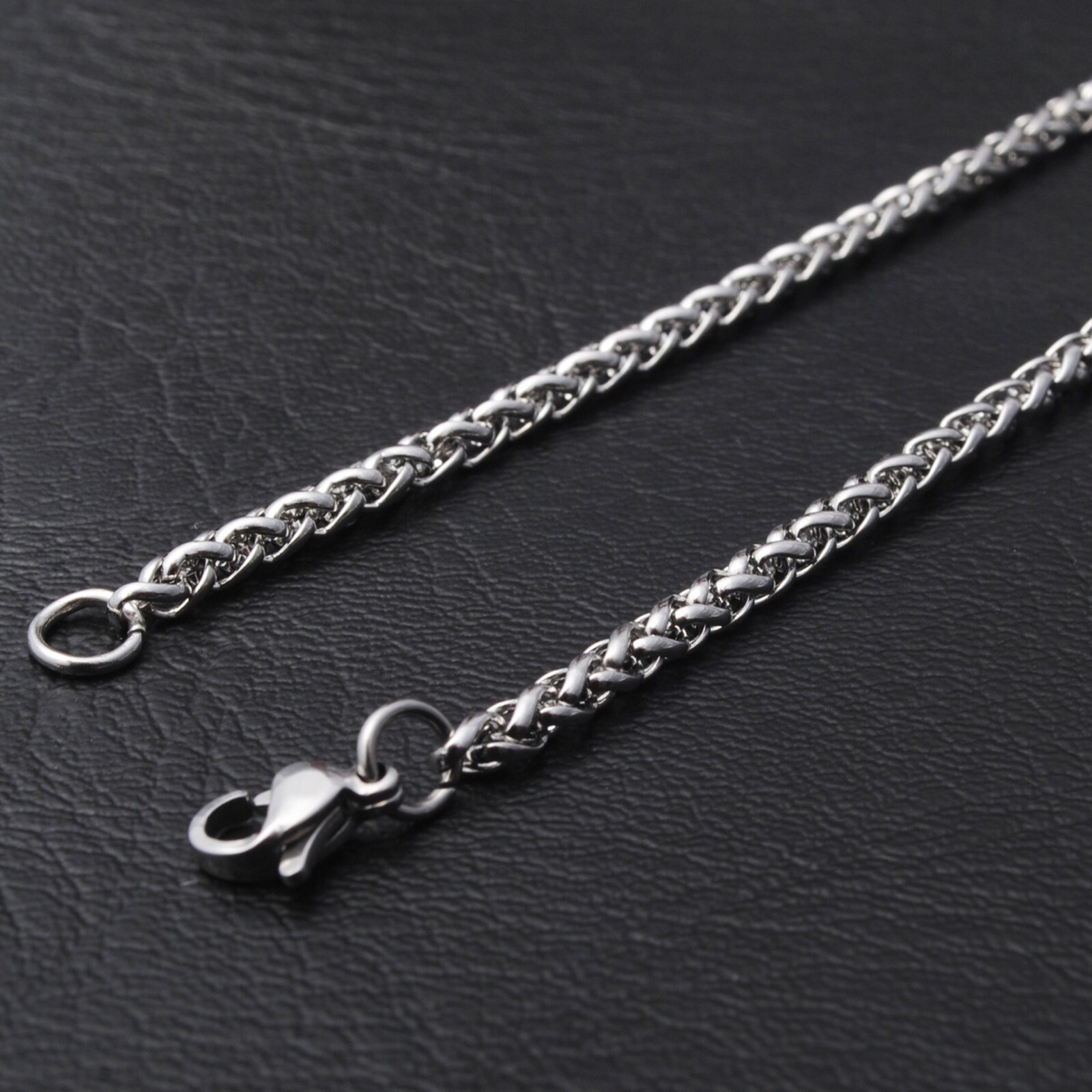 Wholesale Price Stainless Steel Silver Wheat Braided Chain Necklace Men’s Gift
