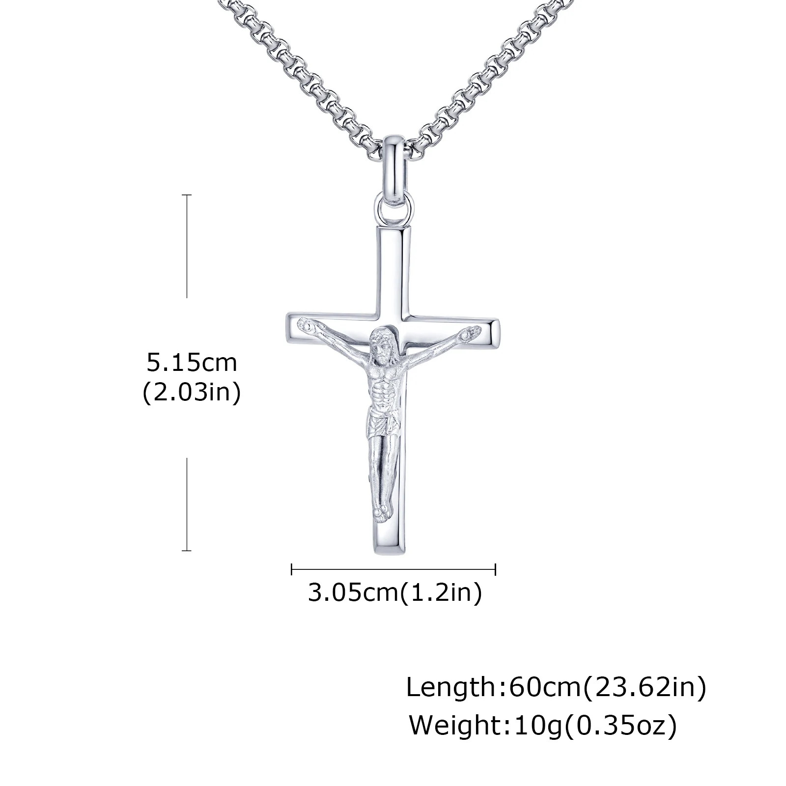 Waterproof Crucifix Cross Necklace for Men Boys,Stainless Steel Catholic Cross P