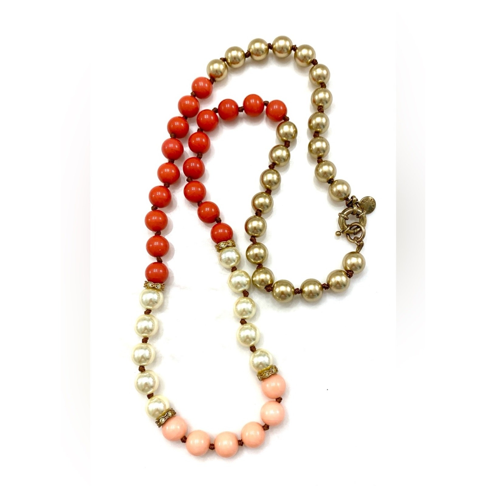J. Crew Gold, Coral and Pink Beaded Necklace