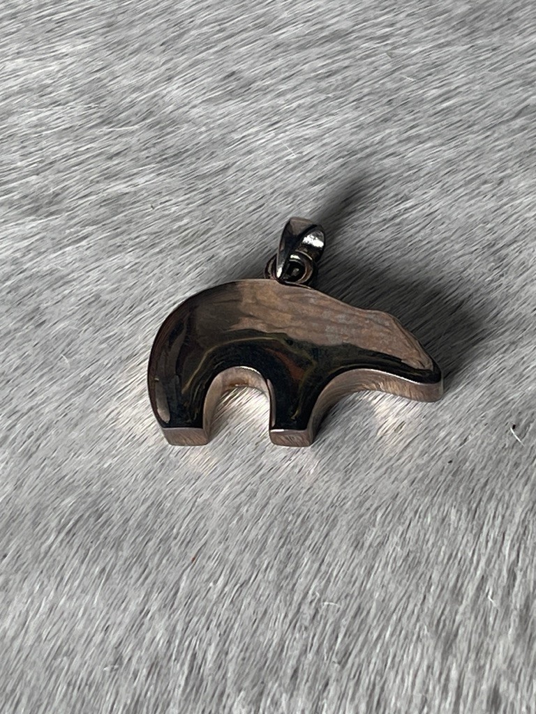 Silver Unisex Bear Pendant 1 x .75 in Silver Small Bail for Chain Polar Grizzly