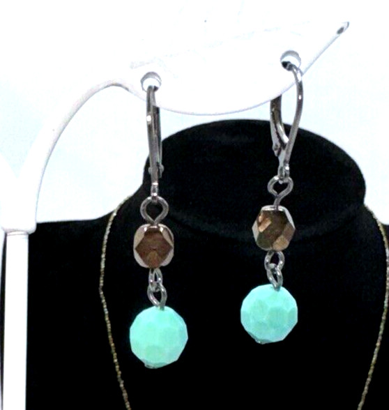 Jasper & Glass Bead Necklace Earrings Set Nickel Lead Free Made In USA Southwest