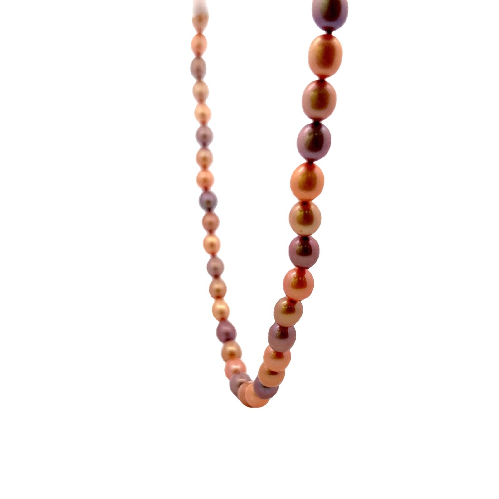 HONORA 7-8mm Oval Dyed Pink Purple Peach Cultured Freshwater Pearl Necklace 18″