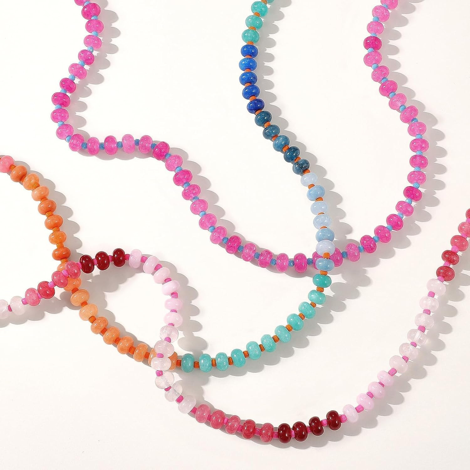 KELORIS PATH Beaded Gemstone Necklaces for Women, Boho Colorful Bead Choker Neck