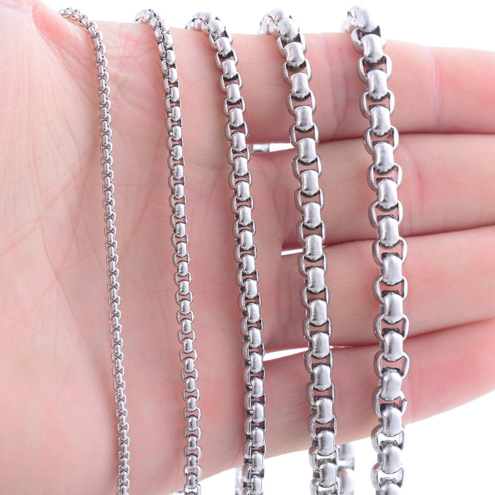 316L Stainless Steel 50 cm (19.68 Inch) 2.5 mm Rounded Box Neck Chain Necklace