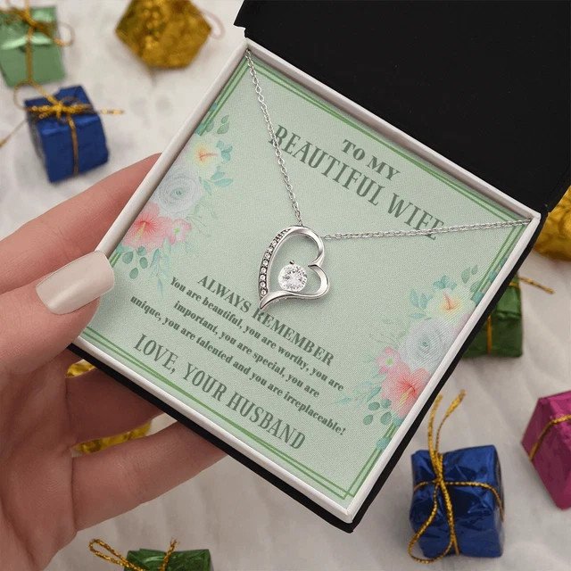 To My Beautiful Wife Necklace From Husband, Birthday, Anniversary Gift Ideas